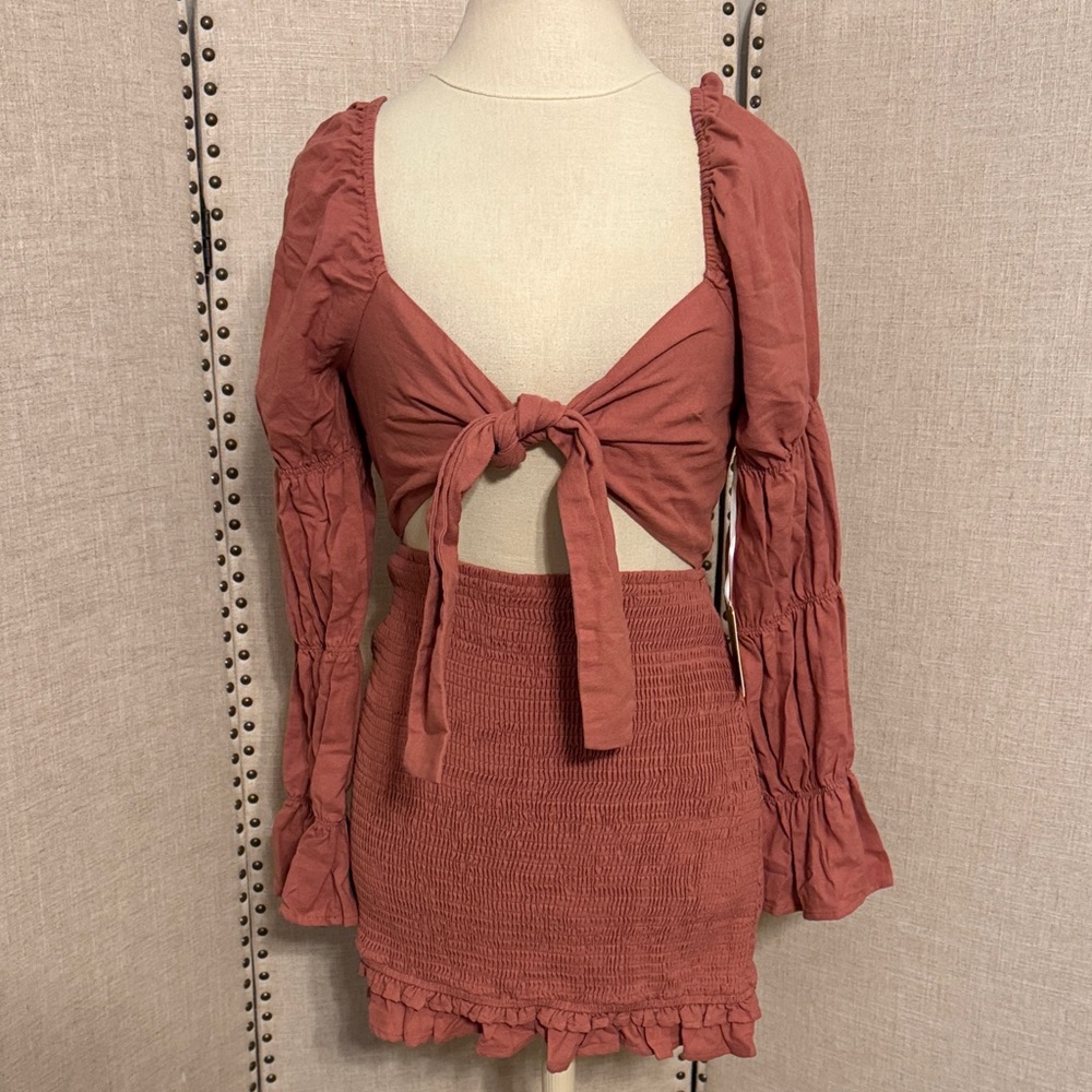 Rust Tie-Front dress